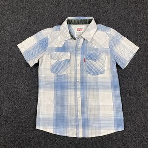 Wrangler Shirt Pearl Button Up Short Sleeve Youth Size Small 8-10 Yrs